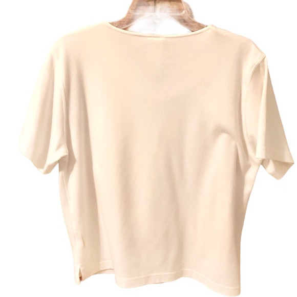 Bobby Brooks vintage white embroidered flowers neckline shortsleeved top size L - Picture 3 of 8